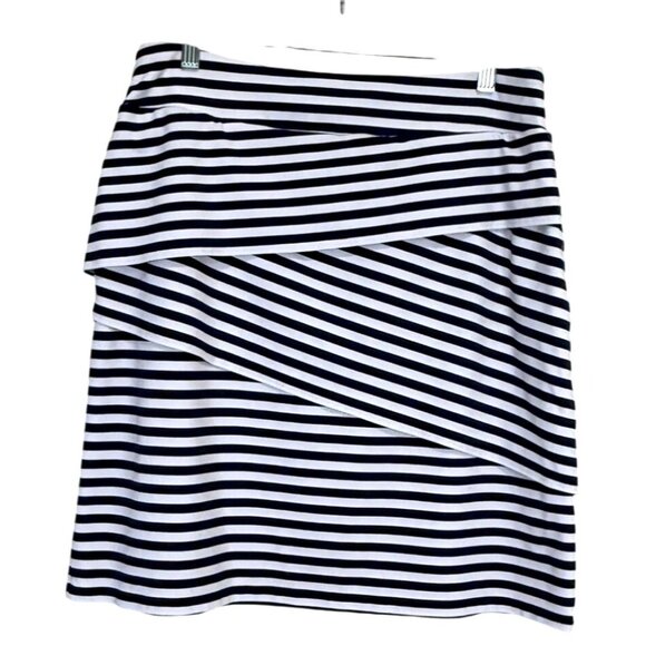 J. McLaughlin Nicola Skirt Striped Blue White Catalina Cloth Tiered Women Size L - Picture 3 of 8